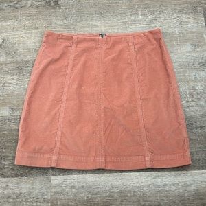 FREE PEOPLE salmon orange corduroy mini skirt size 12